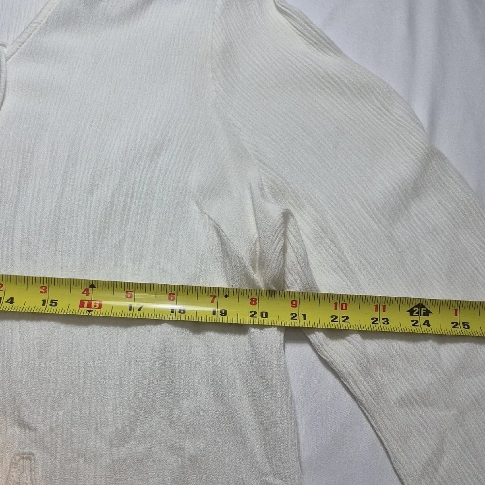 Cato Womens XL Cream Lace Trim Blouse With Flowing Sleeves - Picture 9 of 14